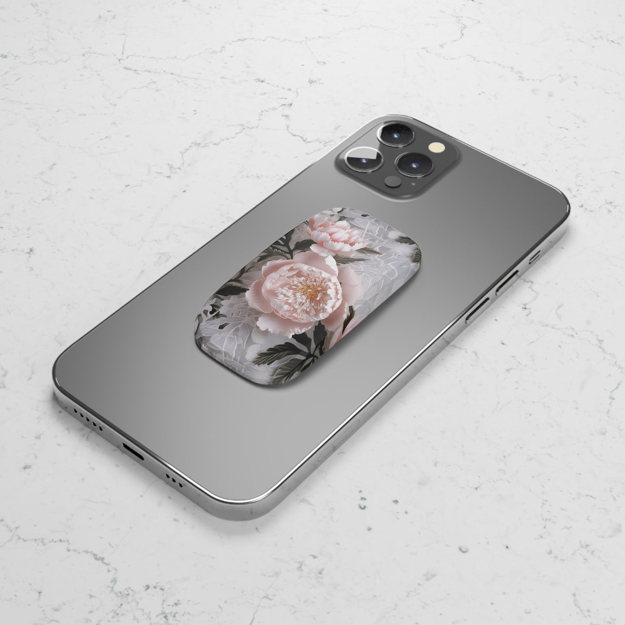 Pink Peony Phone Click-On Grip