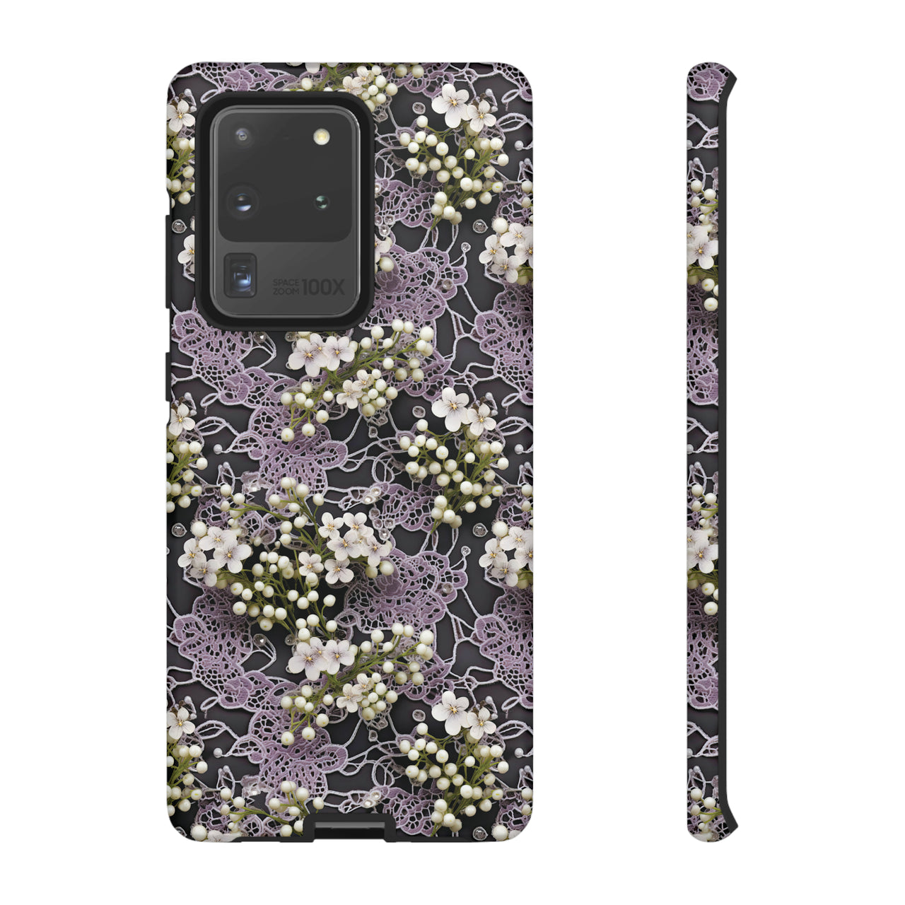 White Flowers on a Purple Bed - Tough Case for Samsung Galaxy S20, Samsung Galaxy S20+, Samsung Galaxy S20 Ultra, and Samsung Galaxy S20 FE