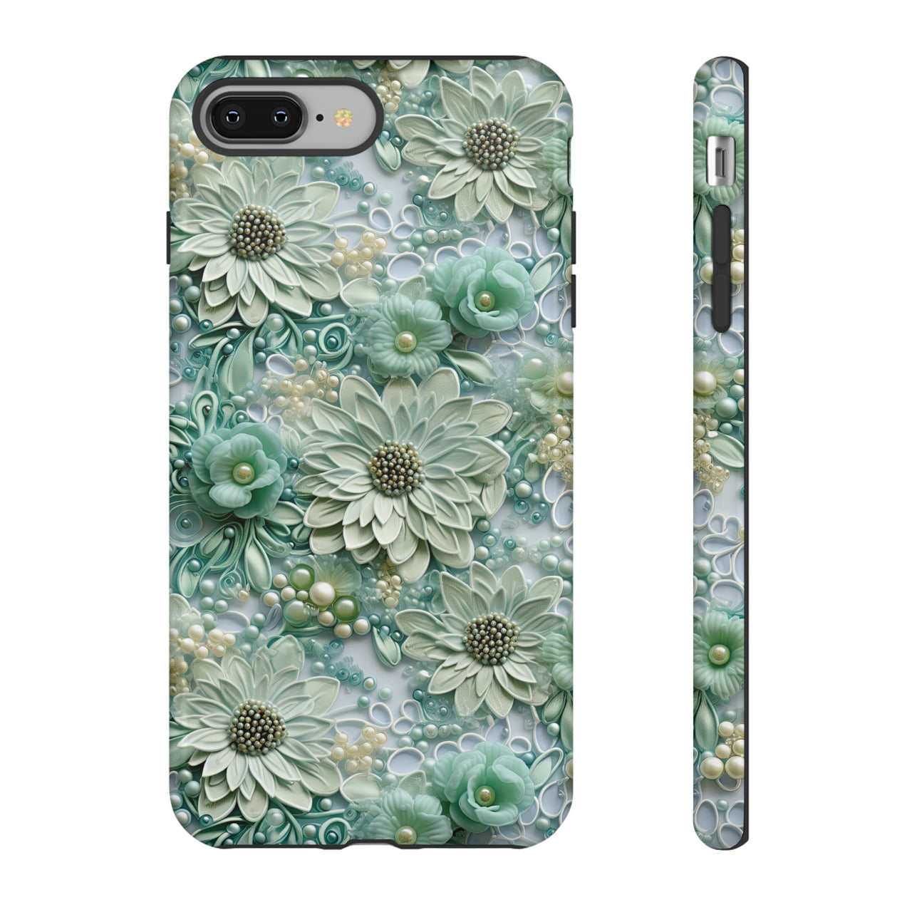 Teal Petals - Tough Case for iPhone 8 and iPhone 8 Plus