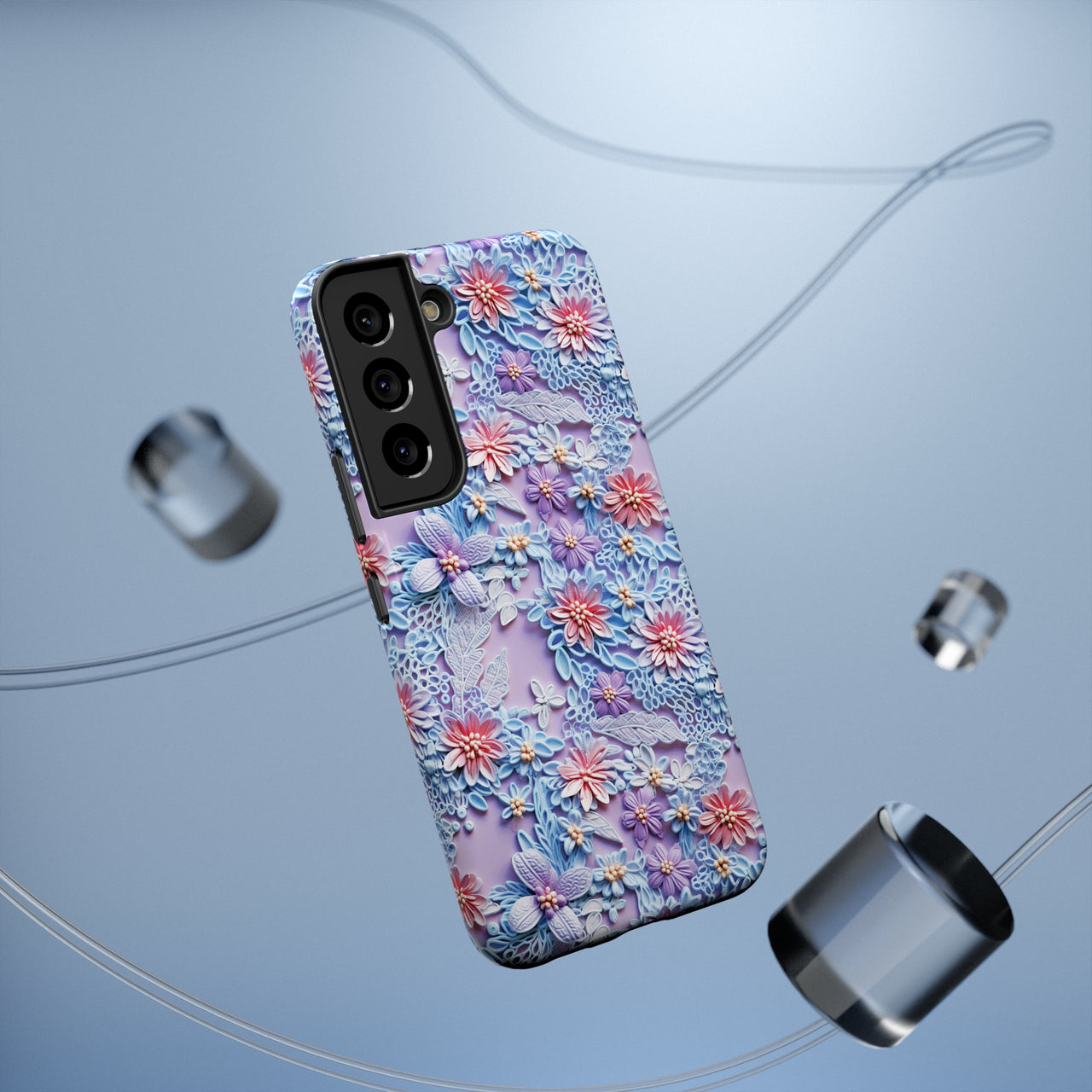 Cotton Candy Meadow - Impact-Resistant Case for Samsung Galaxy S22, Samsung Galaxy S22 Plus, and Samsung Galaxy S22 Ultra. Supports Wireless Charging.