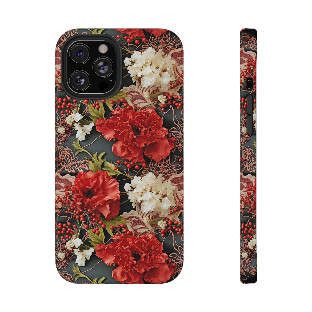 Carnation for January Birthday - Impact-Resistant Case for iPhone 12, iPhone 12 Mini, iPhone 12 Pro, and iPhone 12 Pro Max. Supports Wireless Charging.