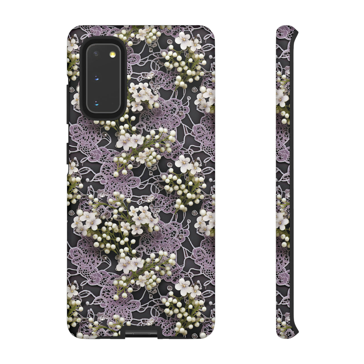 White Flowers on a Purple Bed - Tough Case for Samsung Galaxy S20, Samsung Galaxy S20+, Samsung Galaxy S20 Ultra, and Samsung Galaxy S20 FE