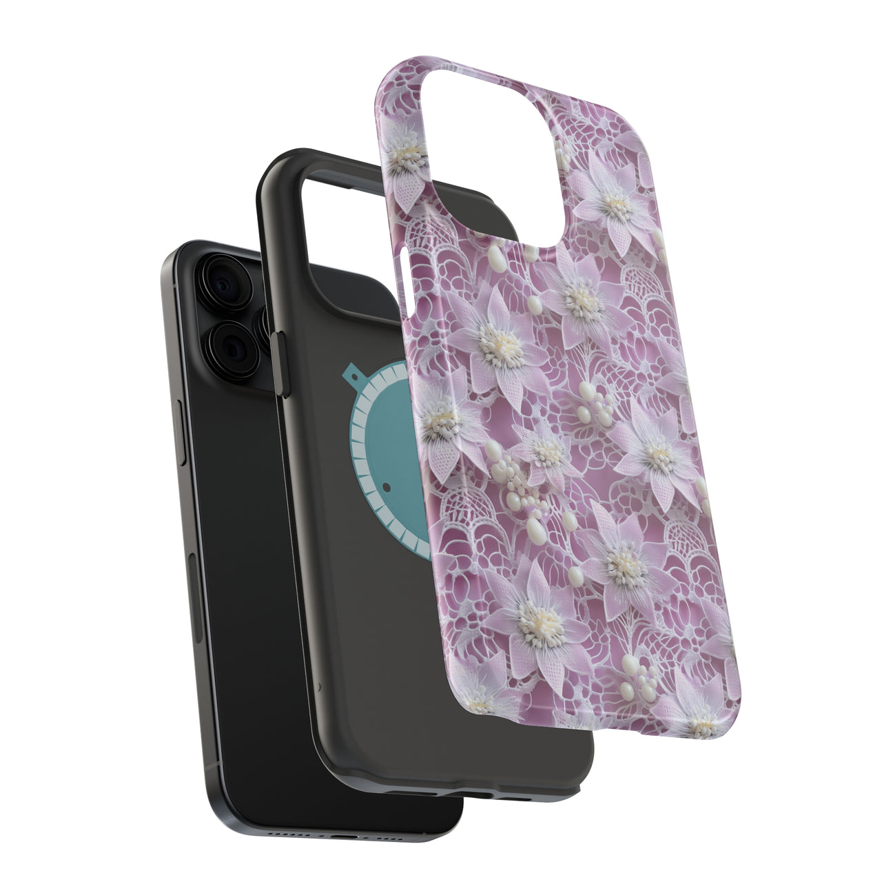 Pink Coquette Clematis - MagSafe Tough Case for iPhone 15, iPhone 15 Pro, iPhone 15 Plus, & iPhone 15 Pro Max