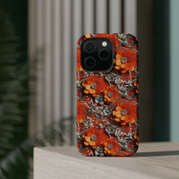 Thumbnail for Orange Petals in Silver Tapestry MagSafe Tough Cases for iPhone 14, iPhone 14 Pro, iPhone 14 Plus, and iPhone 14 Pro Max