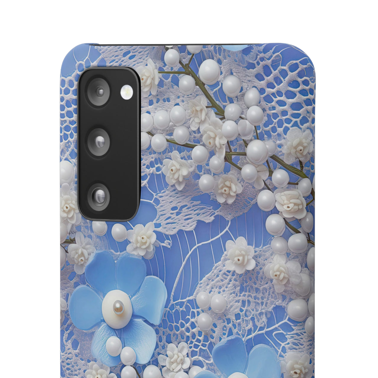 Pearls and Lace on Baby Blue - Snap Case for Samsung Galaxy S20, Samsung Galaxy S20+, Samsung Galaxy S20 Ultra, & Samsung Galaxy S20 FE