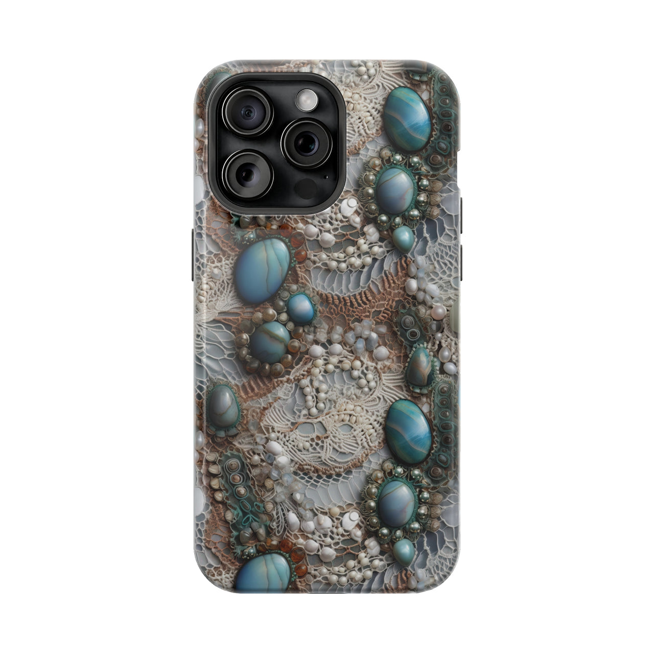 Boho Agate and Lace - MagSafe Tough Case for iPhone 15, iPhone 15 Pro, iPhone 15 Plus, & iPhone 15 Pro Max