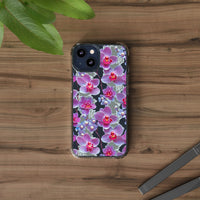 Thumbnail for *Clear Case* Fuchsia Orchid - iPhone 13, iPhone 13 Mini, iPhone 13 Pro, iPhone 13 Pro Max - Supports Wireless Charging