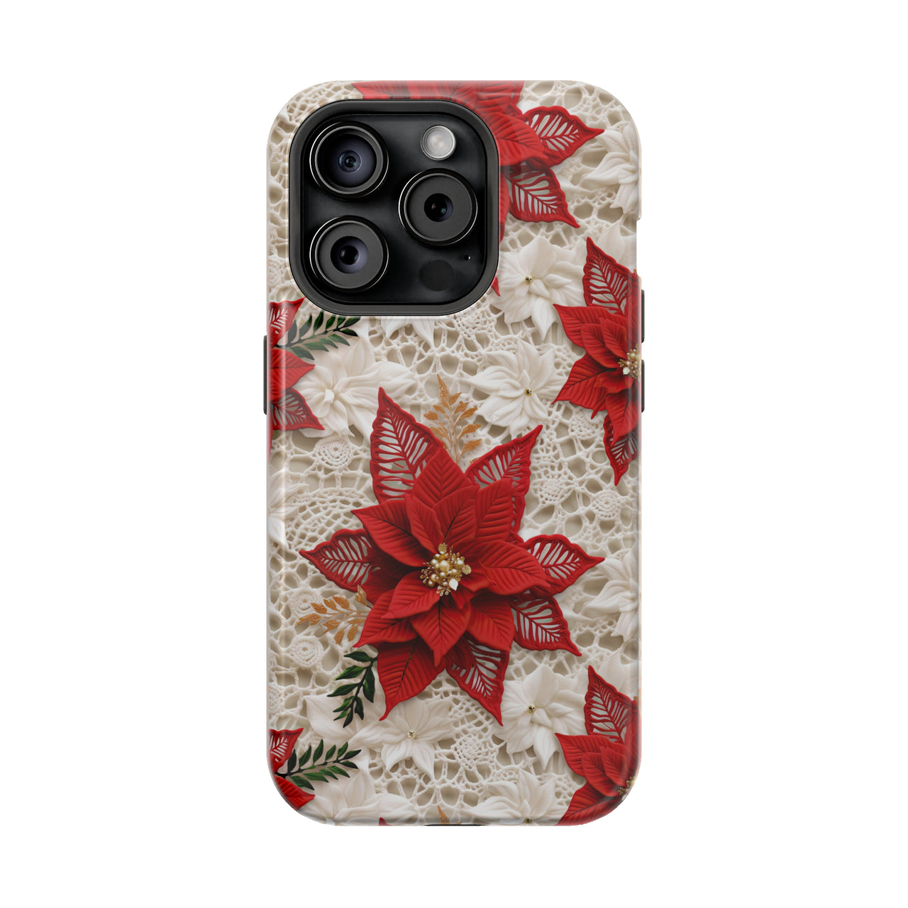 Christmas Poinsettia - MagSafe Tough Case for iPhone 15, iPhone 15 Pro, iPhone 15 Plus, & iPhone 15 Pro Max