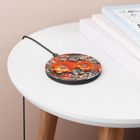 Thumbnail for Orange Petals in Silver Tapestry Wireless Charger for Qi Enabled Phones