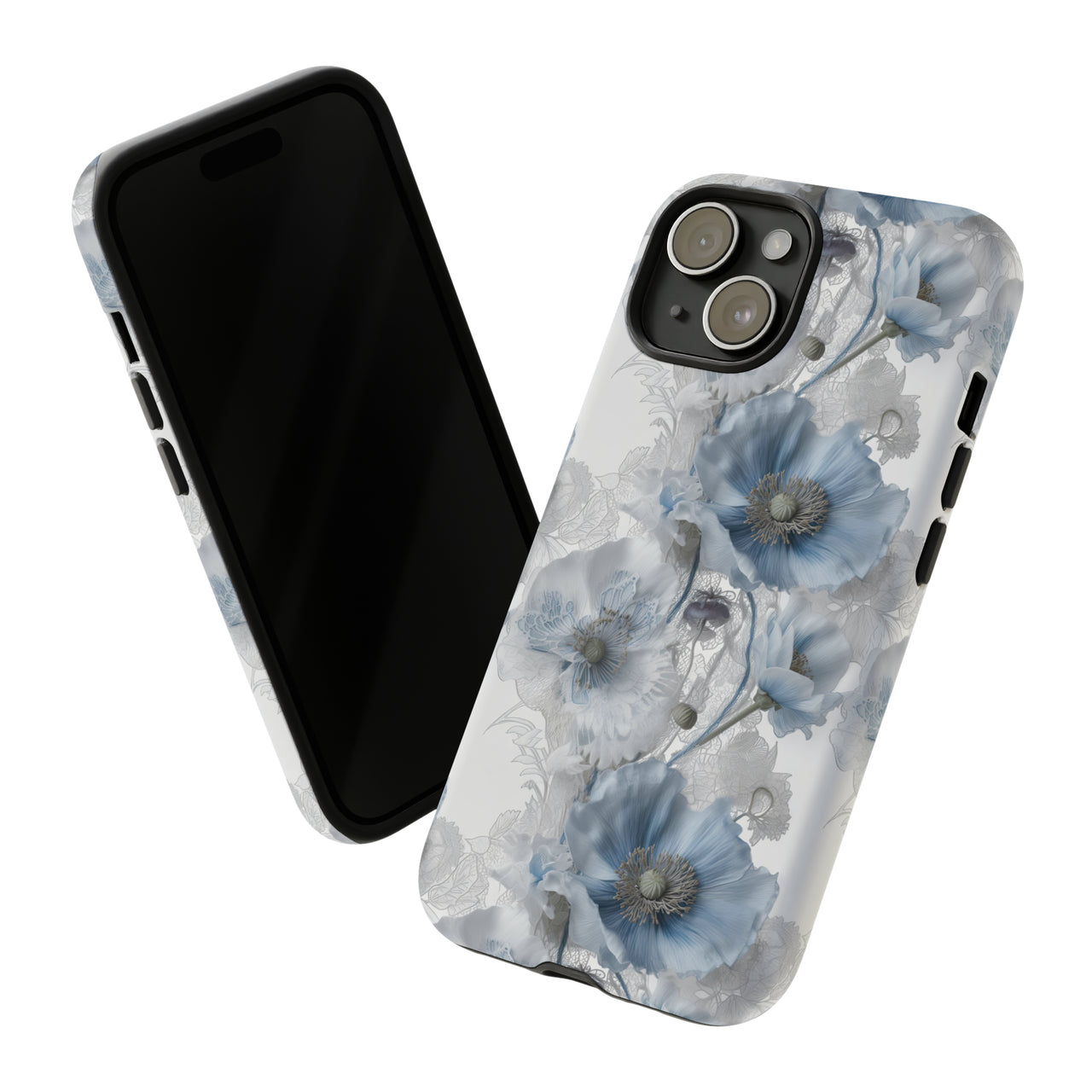 Himalayan Blue Poppy Tough Case for iPhone 15, iPhone 15 Pro, iPhone 15 Plus, and iPhone 15 Pro Max