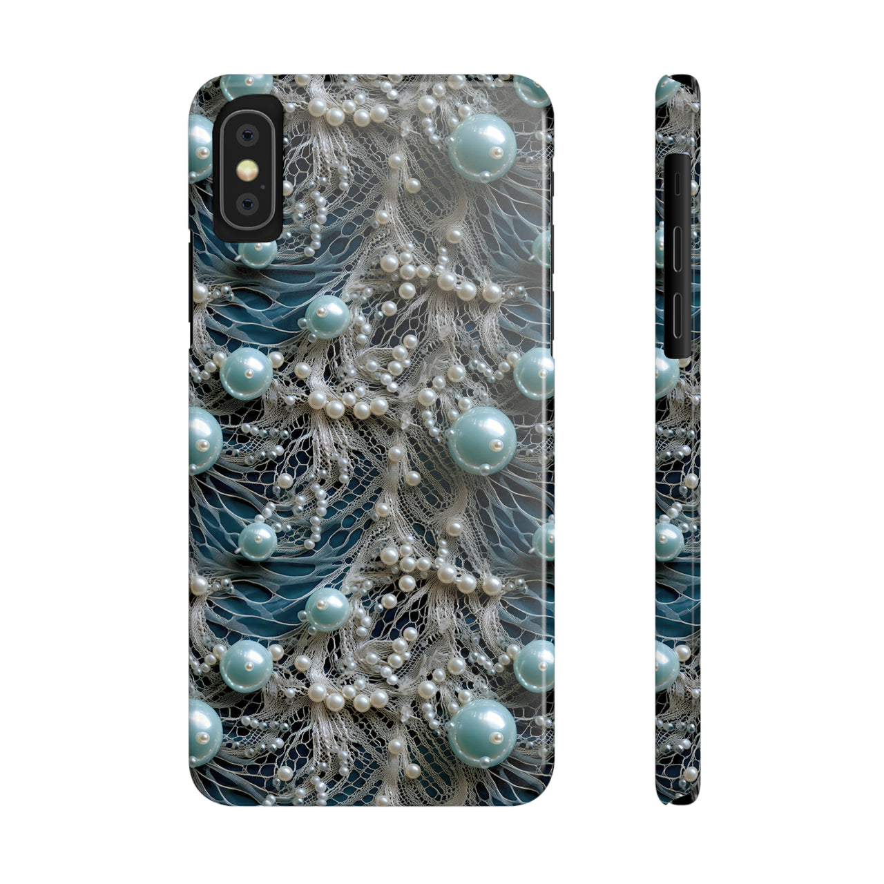 Sea Foam Lace and Pearls - Slim Phone Cases for iPhone X, iPhone XR, iPhone XS, and iPhone XS MAX