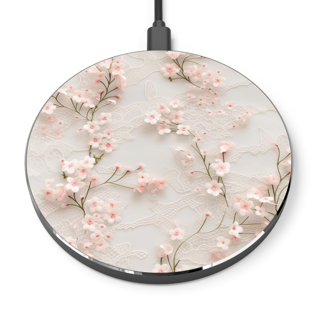 Cherry Blossom and Lace Wireless Charger for Qi Enabled Phones