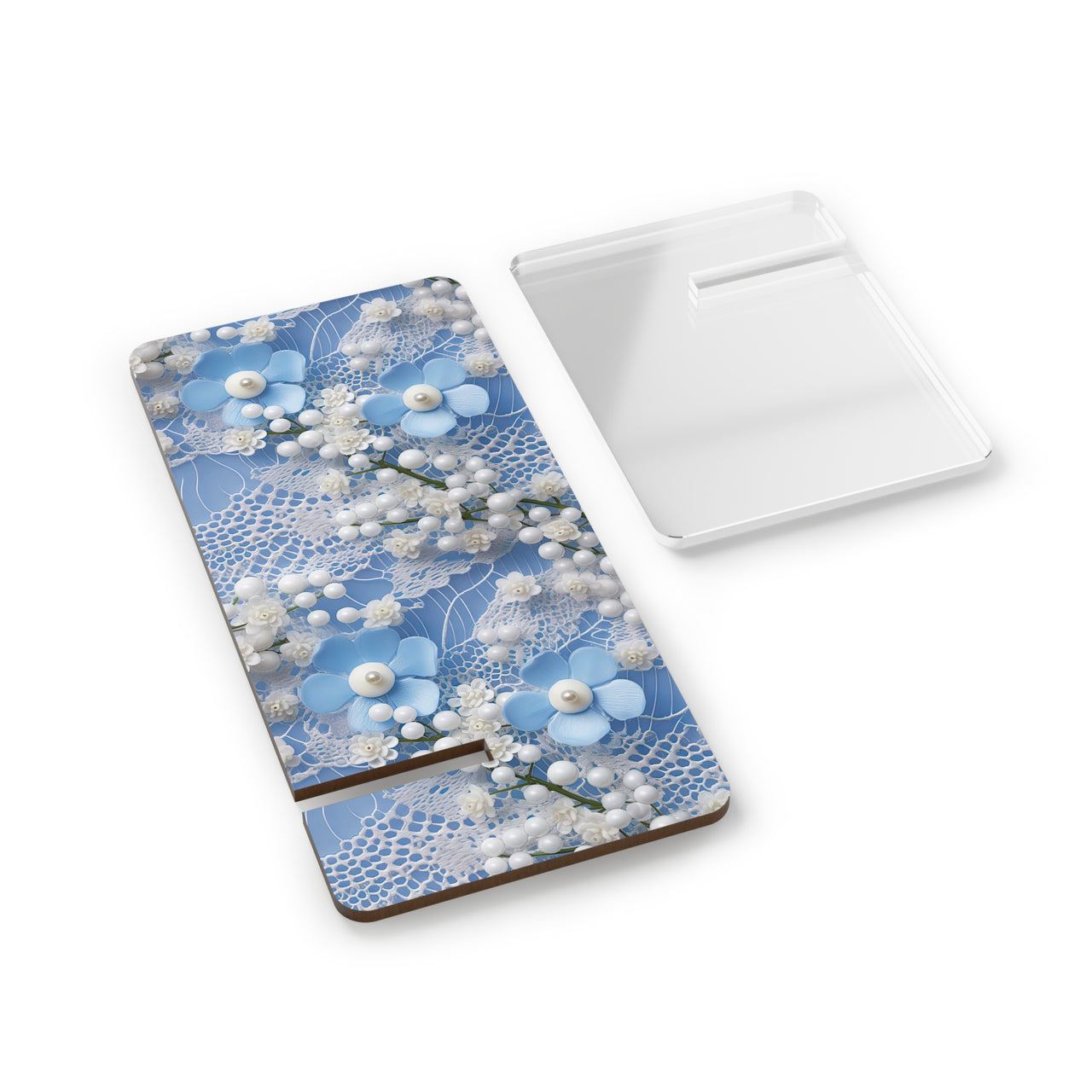 Pearls and Lace on Baby Blue - Mobile Display Stand for Smartphones