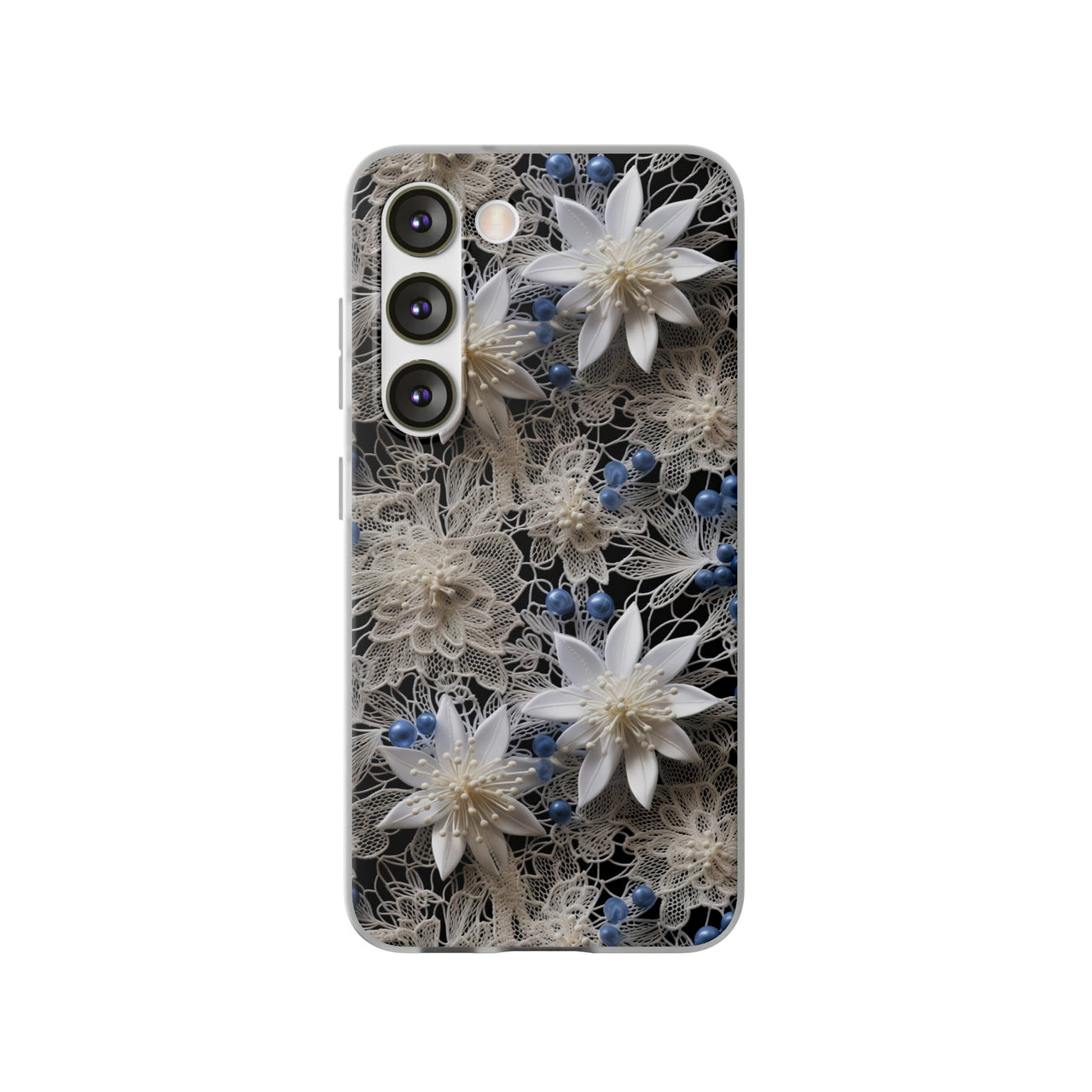 Vintage Lace and Clematis - Flexi Cases for Samsung Galaxy S23, Samsung Galaxy S23 Plus, and Samsung Galaxy S23 Ultra