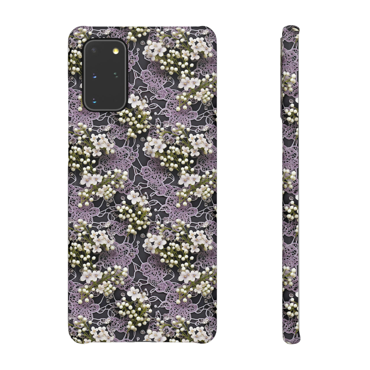 White Flowers on a Purple Bed - Snap Case for Samsung Galaxy S20, Samsung Galaxy S20+, Samsung Galaxy S20 Ultra, & Samsung Galaxy S20 FE