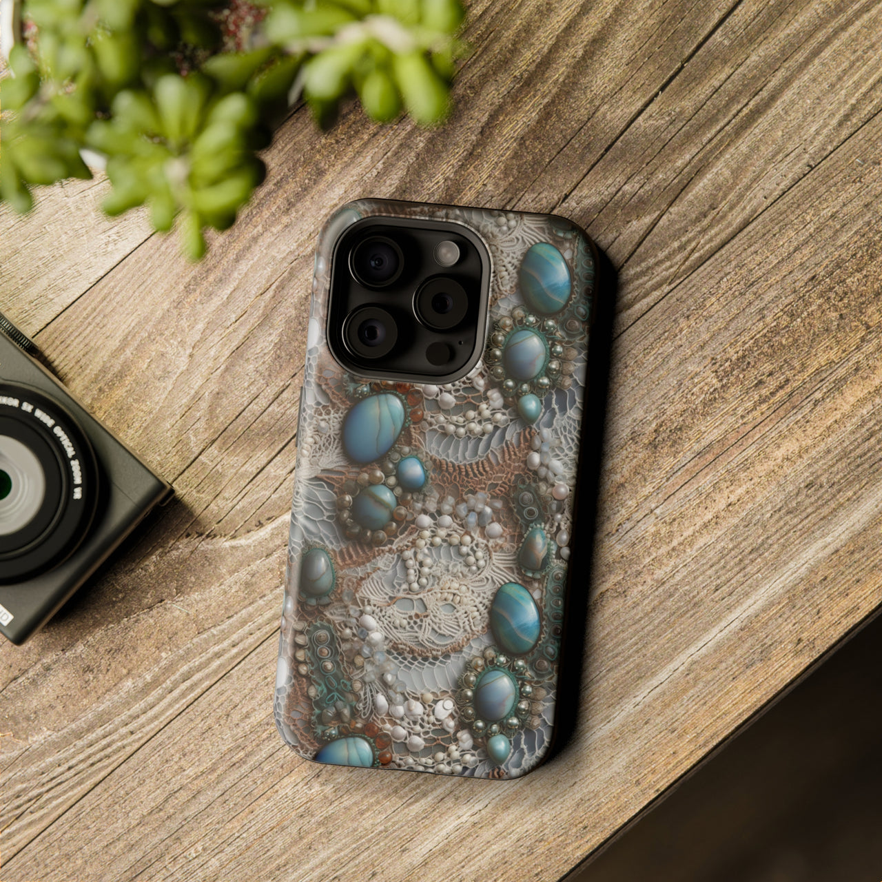 Boho Agate and Lace - MagSafe Tough Case for iPhone 15, iPhone 15 Pro, iPhone 15 Plus, & iPhone 15 Pro Max