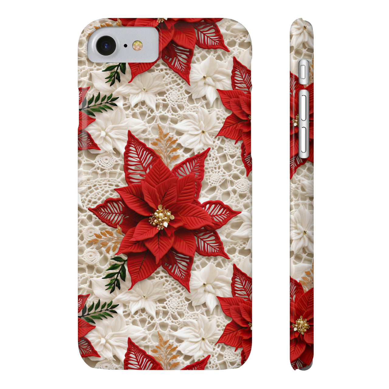 Christmas Poinsettia - Slim Phone Cases for iPhone 8 and iPhone 8 Plus (Also fits iPhone 7 and 7 Plus)