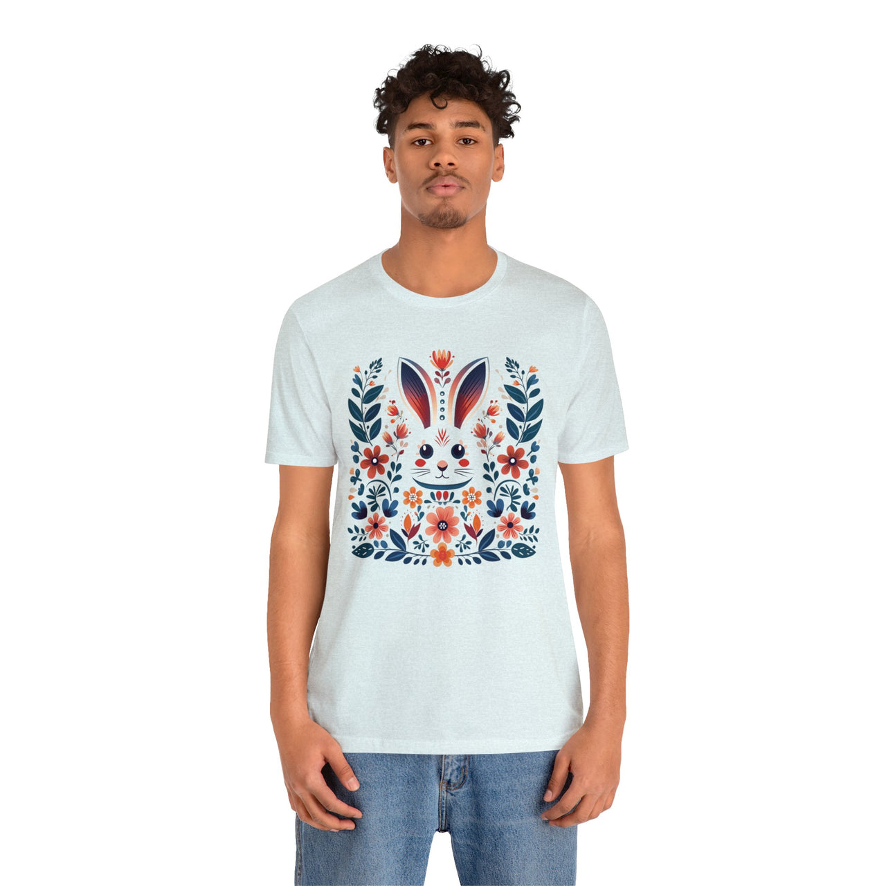 Folk Art Rabbit Unisex Jersey Short Sleeve Tee