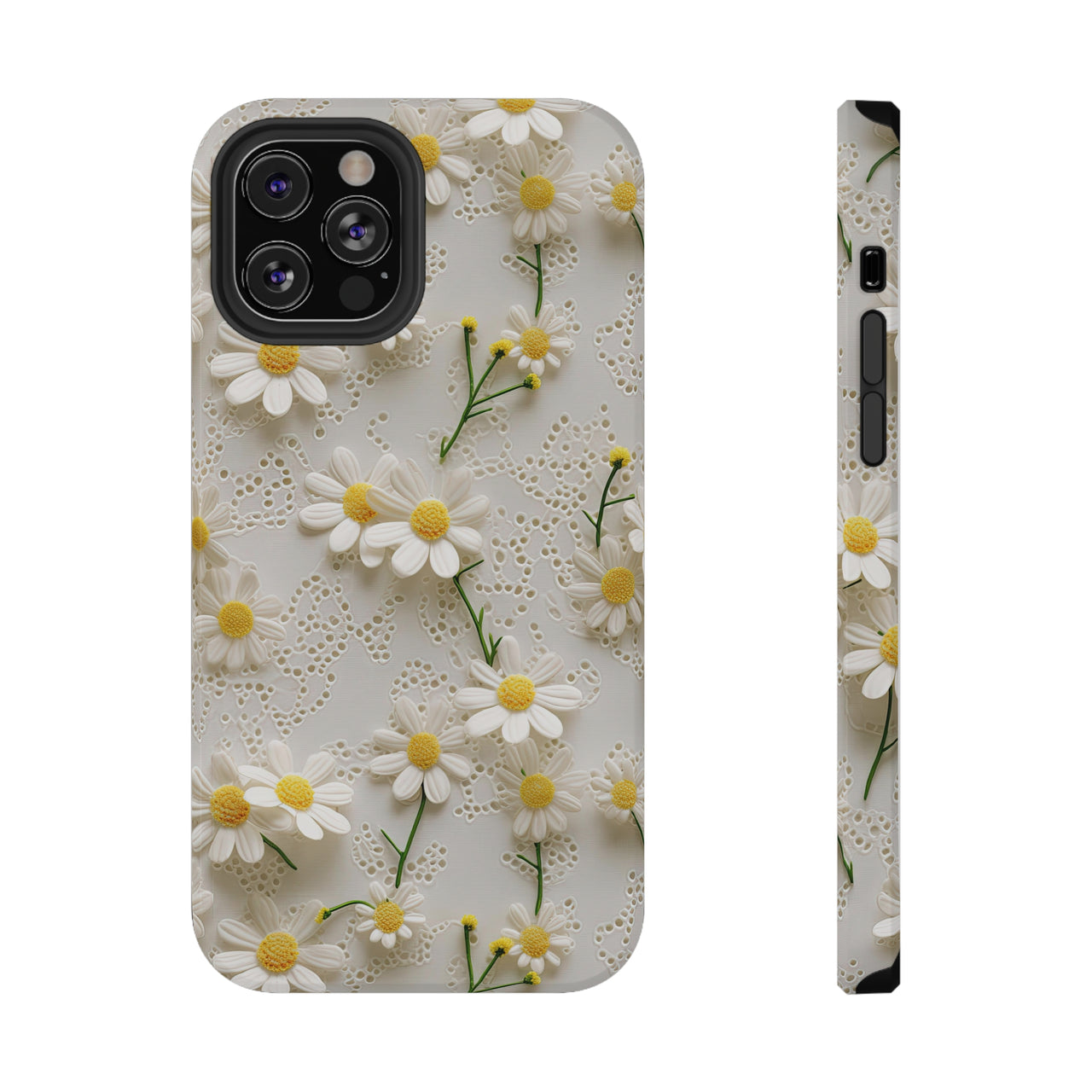 Daisy Impact-Resistant Case for iPhone 12, iPhone 12 Mini, iPhone 12 Pro, and iPhone 12 Pro Max. Supports Wireless Charging.