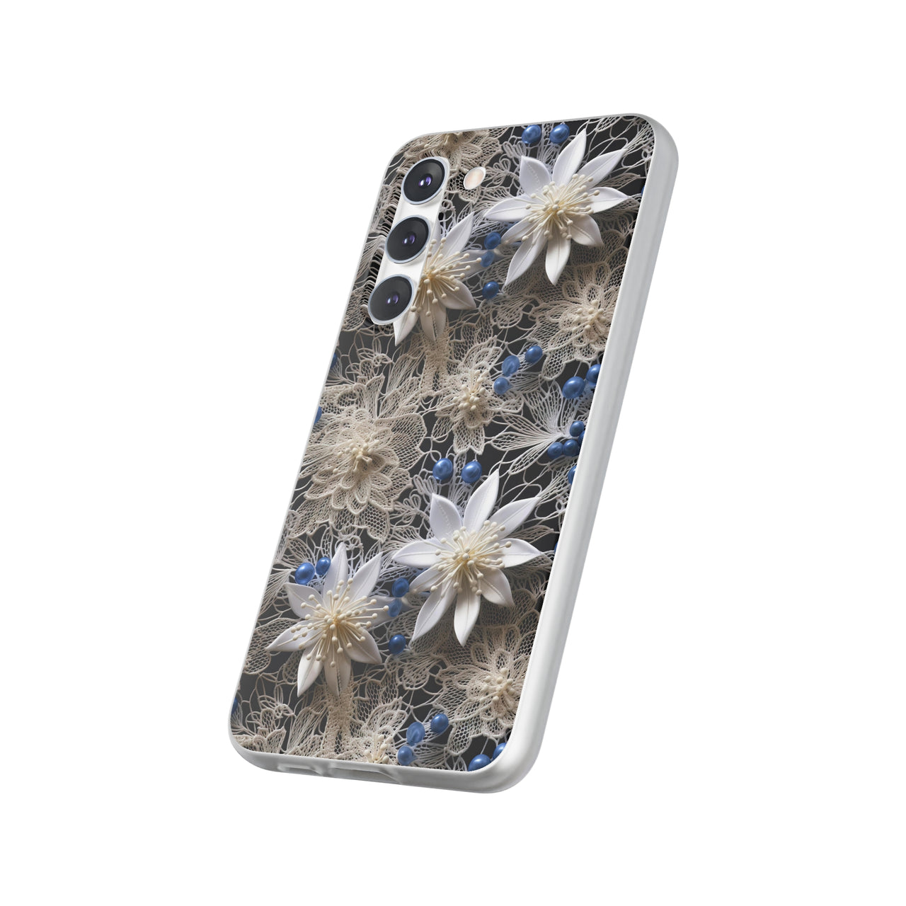 Vintage Lace and Clematis - Flexi Cases for Samsung Galaxy S23, Samsung Galaxy S23 Plus, and Samsung Galaxy S23 Ultra