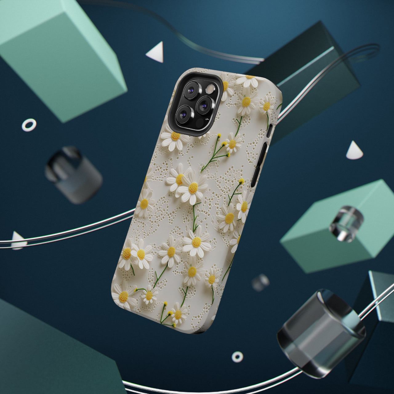 Daisy Impact-Resistant Case for iPhone 12, iPhone 12 Mini, iPhone 12 Pro, and iPhone 12 Pro Max. Supports Wireless Charging.