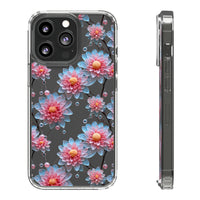 Thumbnail for *Clear Case* Pink and Blue Glass Flowers - iPhone 13, iPhone 13 Mini, iPhone 13 Pro, iPhone 13 Pro Max - Supports Wireless Charging