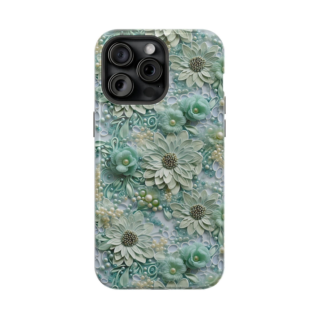 Teal Petals - MagSafe Tough Case for iPhone 15, iPhone 15 Pro, iPhone 15 Plus, & iPhone 15 Pro Max