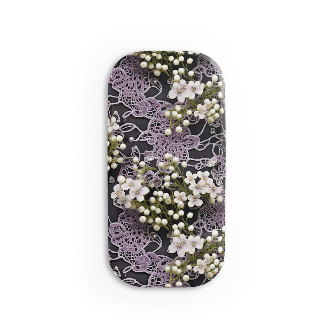 White Flowers on a Purple Bed - Phone Click-On Grip