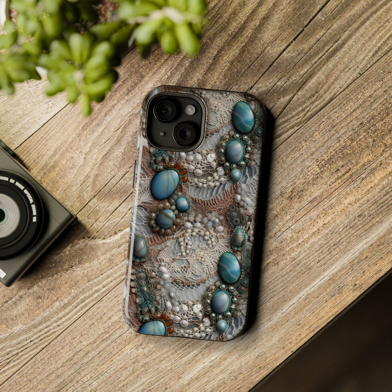 Boho Agate and Lace - MagSafe Tough Case for iPhone 15, iPhone 15 Pro, iPhone 15 Plus, & iPhone 15 Pro Max