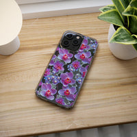 Thumbnail for *Clear Case* Fuchsia Orchid - iPhone 14, iPhone 14 Pro, iPhone 14 Plus, iPhone 14 Pro Max - Supports Wireless Charging