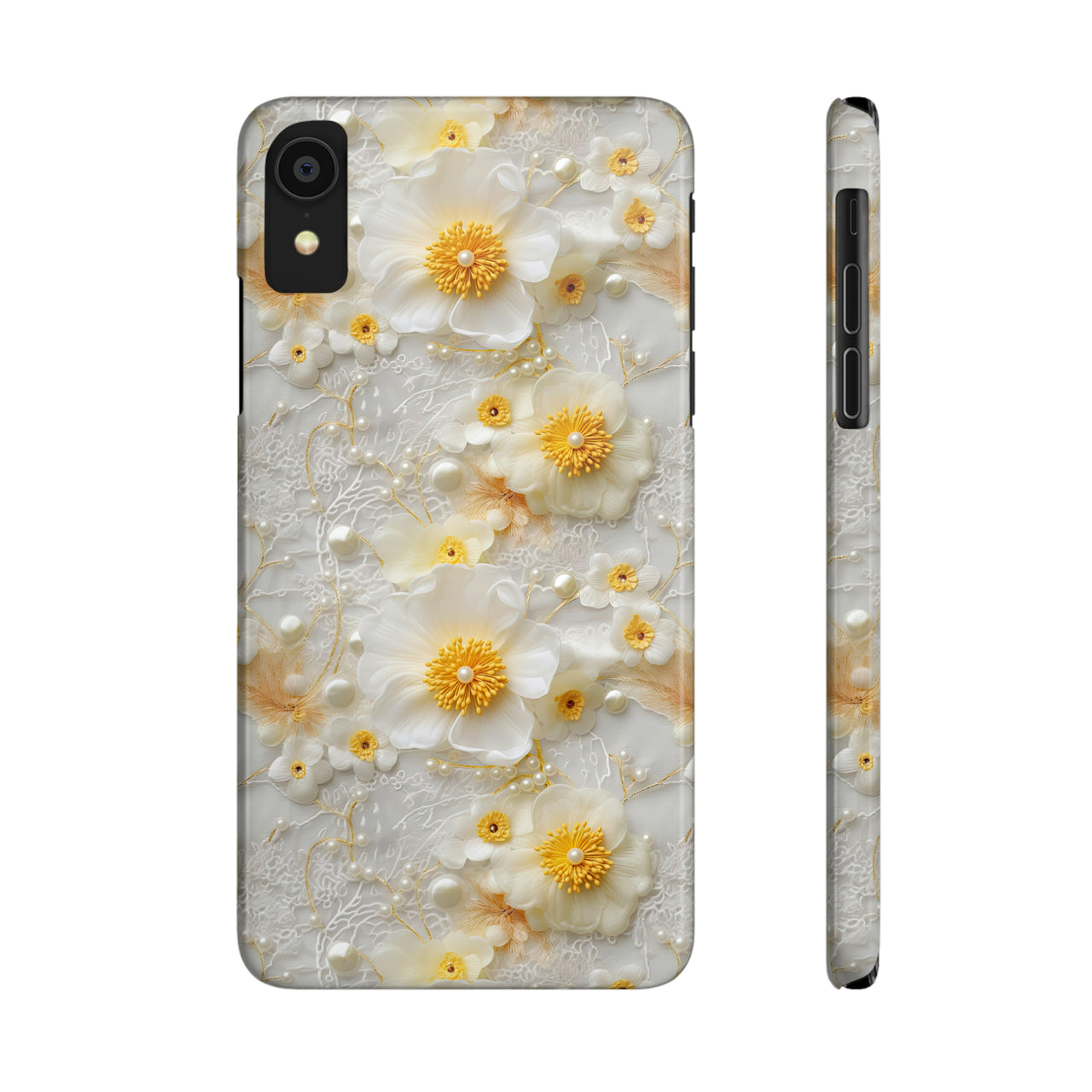 Yellow and White Floral - Slim Phone Cases for iPhone X, iPhone XR, iPhone XS, and iPhone XS MAX