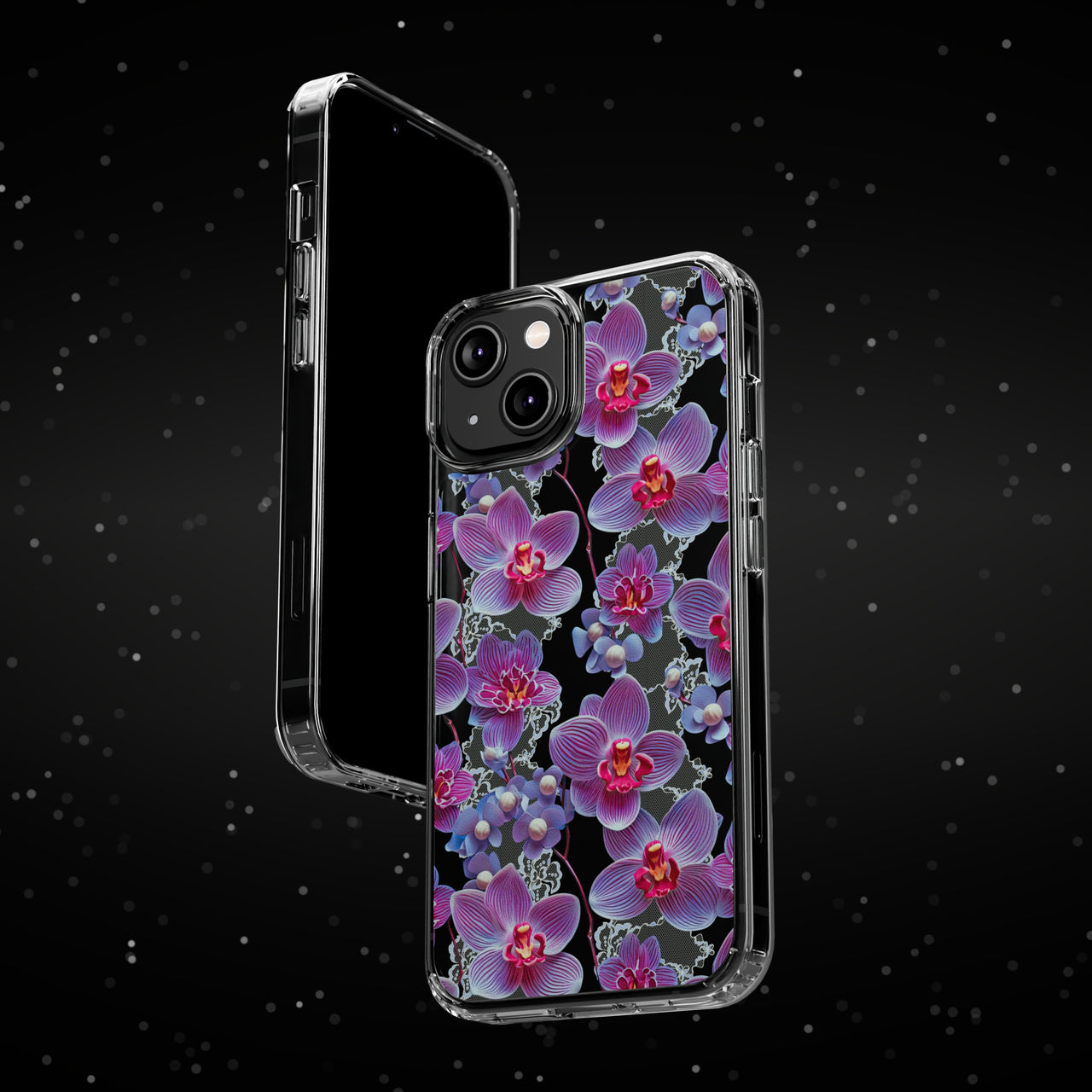 *Clear Case* Fuchsia Orchid - iPhone 14, iPhone 14 Pro, iPhone 14 Plus, iPhone 14 Pro Max - Supports Wireless Charging