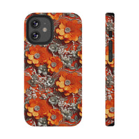 Thumbnail for Orange Petals in Silver Tapestry Impact-Resistant Case for iPhone 12, iPhone 12 Mini, iPhone 12 Pro, and iPhone 12 Pro Max. Supports Wireless Charging.