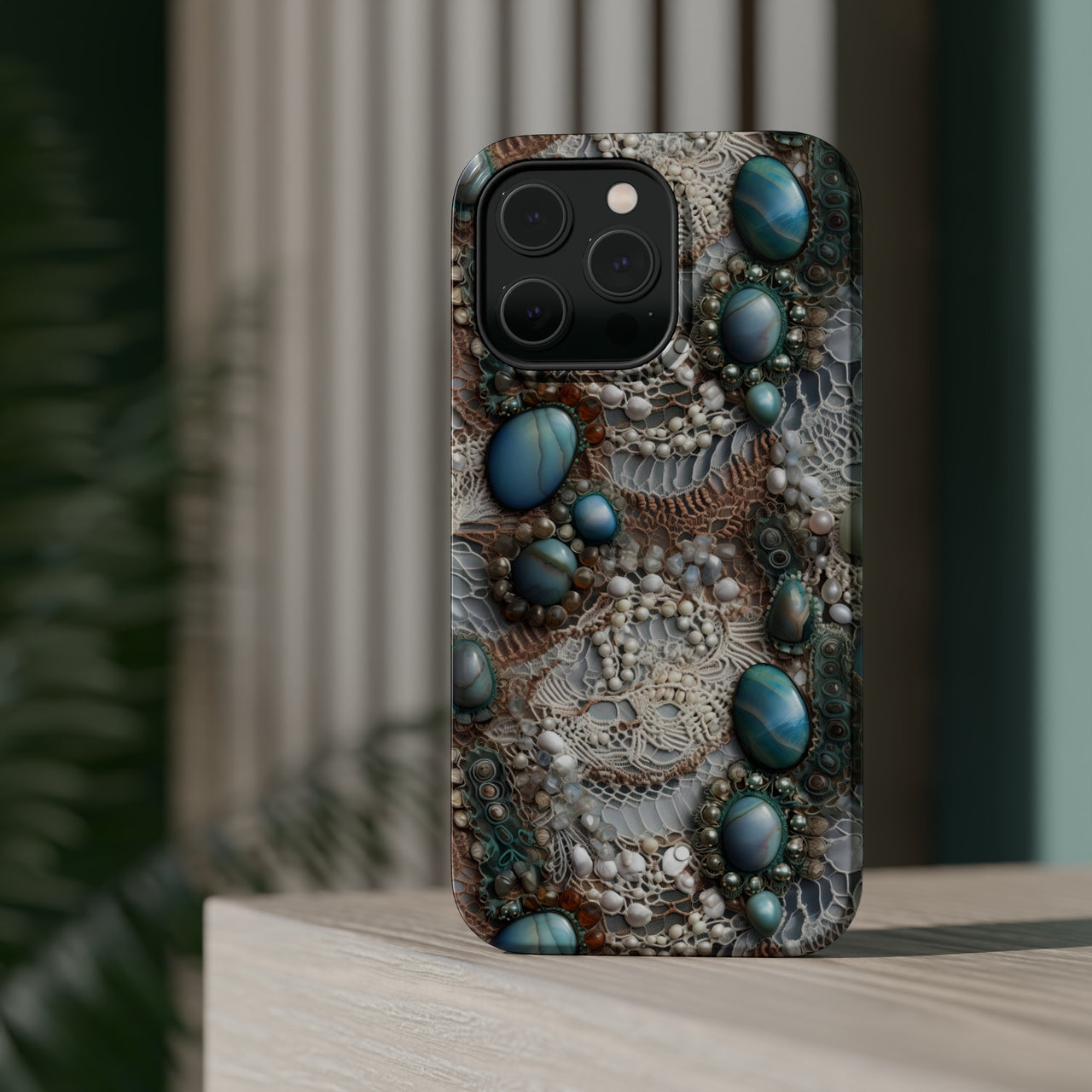 Boho Agate and Lace MagSafe Tough Cases for iPhone 14, iPhone 14 Pro, iPhone 14 Plus, and iPhone 14 Pro Max