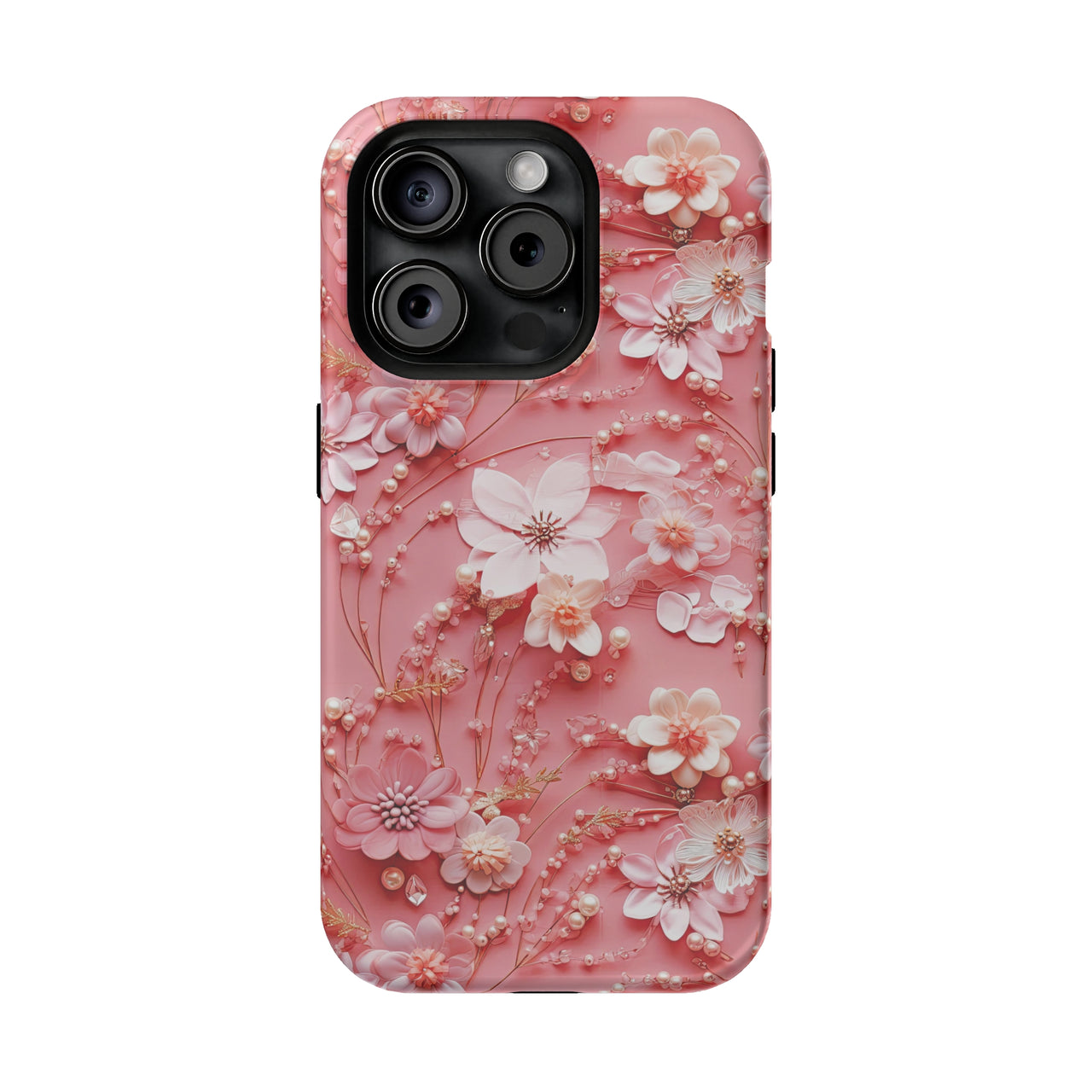 Floral Champagne Toast - MagSafe Tough Case for iPhone 15, iPhone 15 Pro, iPhone 15 Plus, & iPhone 15 Pro Max