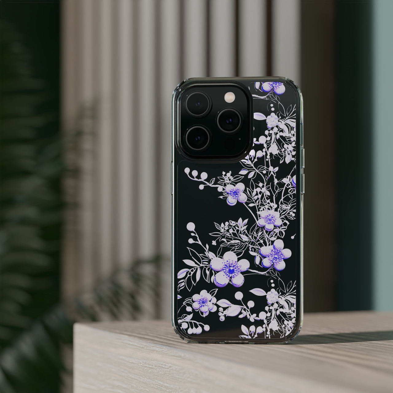 *Clear Case* Purple Petals - iPhone 14, iPhone 14 Pro, iPhone 14 Plus, iPhone 14 Pro Max - Supports Wireless Charging