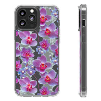 Thumbnail for *Clear Case* Fuchsia Orchid - iPhone 13, iPhone 13 Mini, iPhone 13 Pro, iPhone 13 Pro Max - Supports Wireless Charging