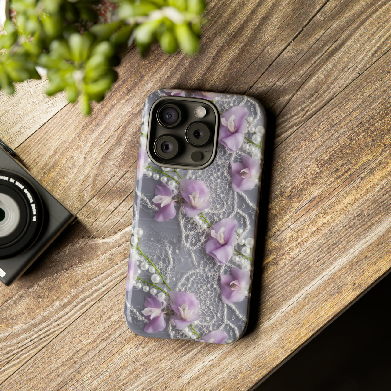 Purple Sweet Pea Tough Case for iPhone 15, iPhone 15 Pro, iPhone 15 Plus, and iPhone 15 Pro Max