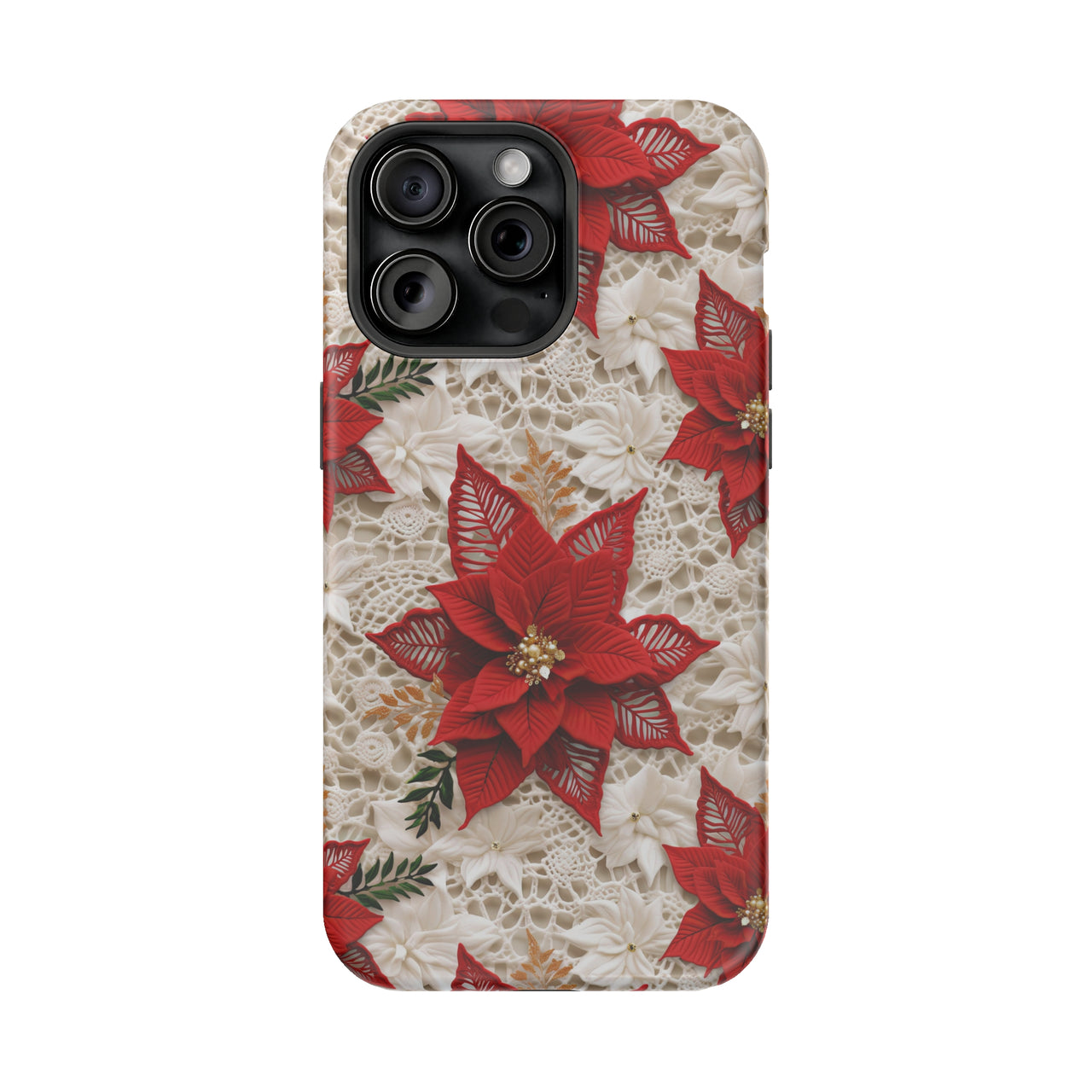 Christmas Poinsettia - MagSafe Tough Case for iPhone 15, iPhone 15 Pro, iPhone 15 Plus, & iPhone 15 Pro Max