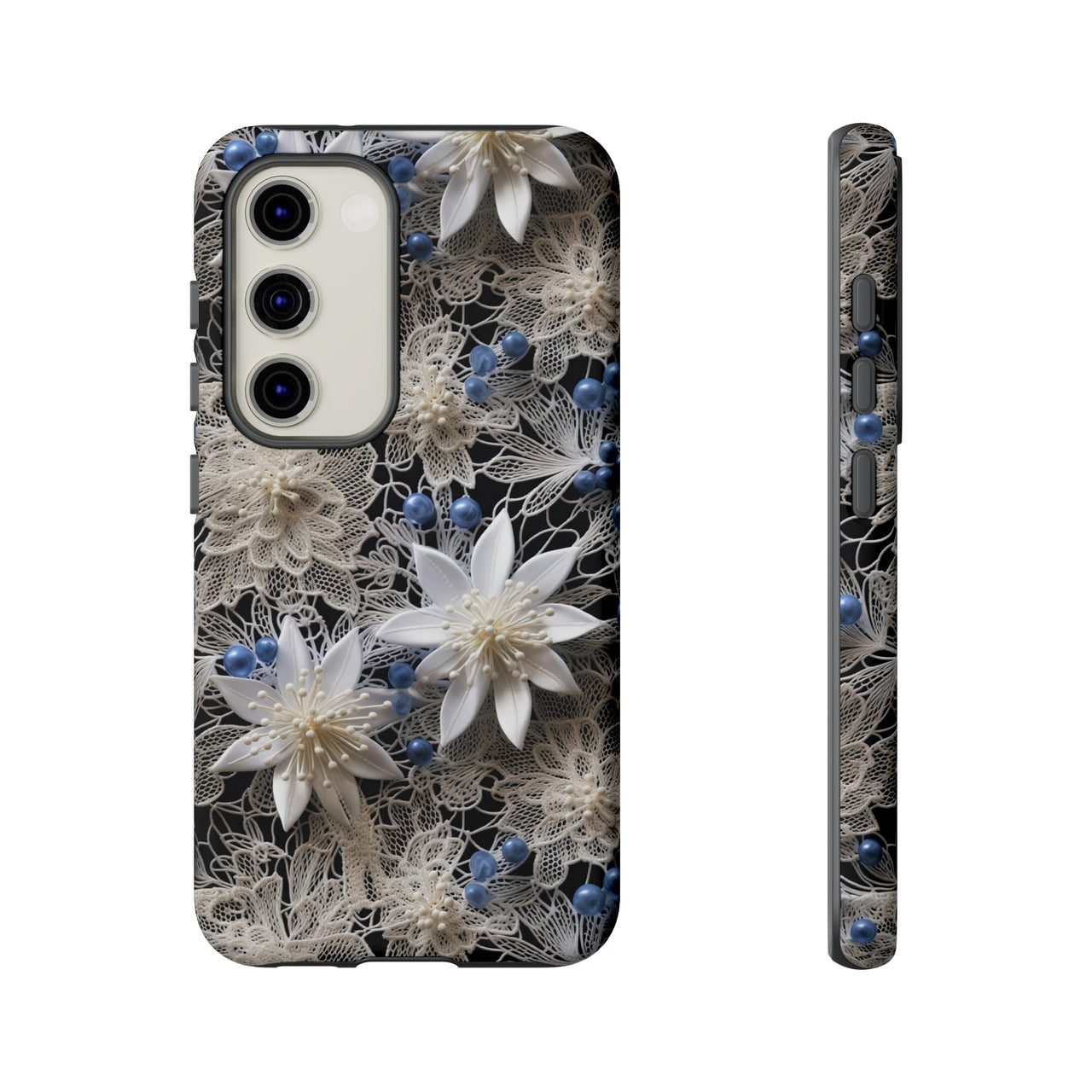 Vintage Lace and Clematis Tough Cases for Samsung Galaxy S23, Samsung Galaxy S23 Plus, and Samsung Galaxy S23 Ultra