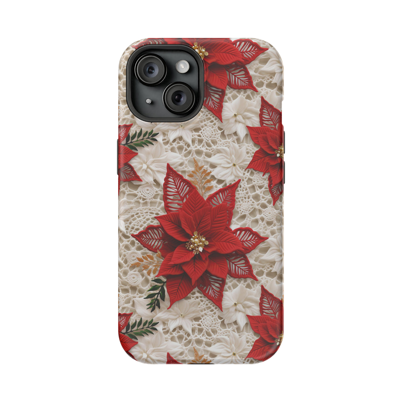 Christmas Poinsettia - MagSafe Tough Case for iPhone 15, iPhone 15 Pro, iPhone 15 Plus, & iPhone 15 Pro Max