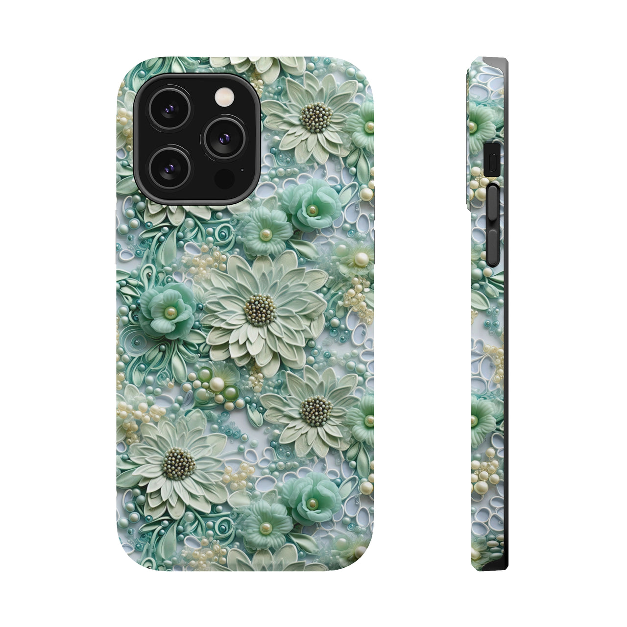 Teal Petals - MagSafe Tough Cases for iPhone 14, iPhone 14 Pro, iPhone 14 Plus, and iPhone 14 Pro Max