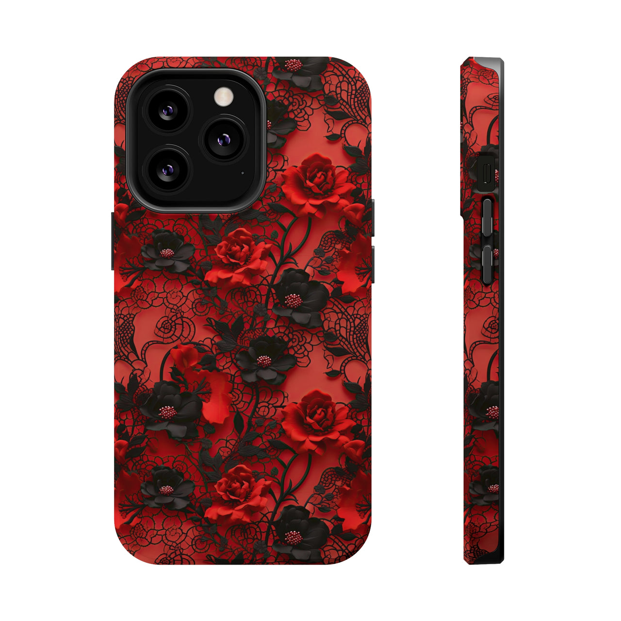 Gothic Rose MagSafe Tough Cases for iPhone 13, iPhone 13 Mini, iPhone 13 Pro, and iPhone 13 Pro Max.