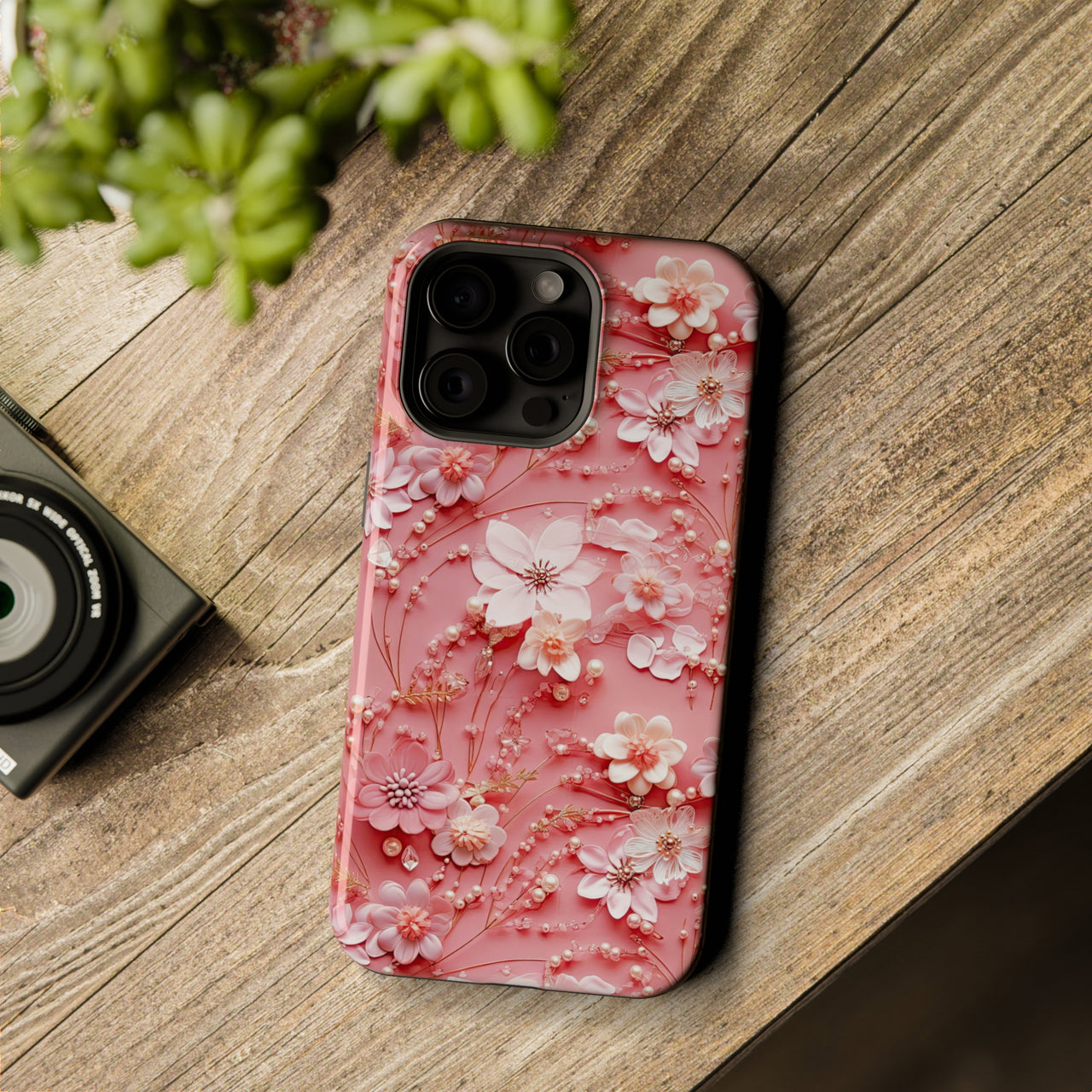 Floral Champagne Toast - MagSafe Tough Case for iPhone 15, iPhone 15 Pro, iPhone 15 Plus, & iPhone 15 Pro Max