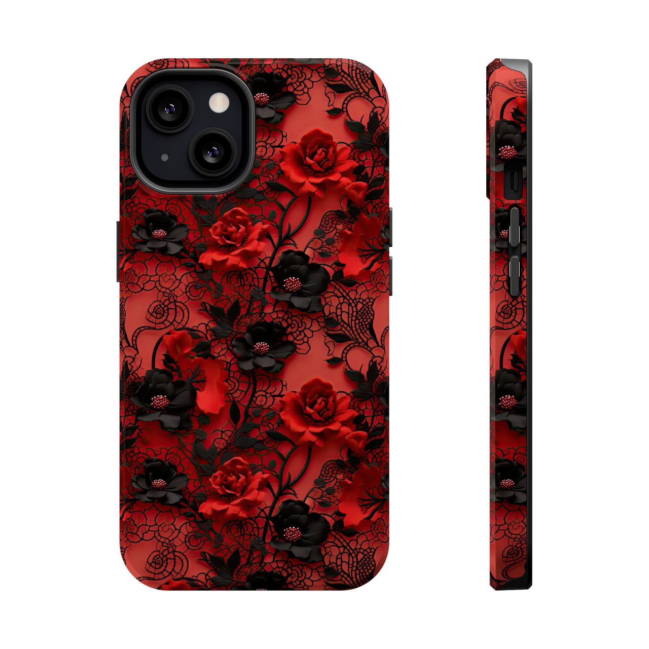 Gothic Rose MagSafe Tough Cases for iPhone 13, iPhone 13 Mini, iPhone 13 Pro, and iPhone 13 Pro Max.