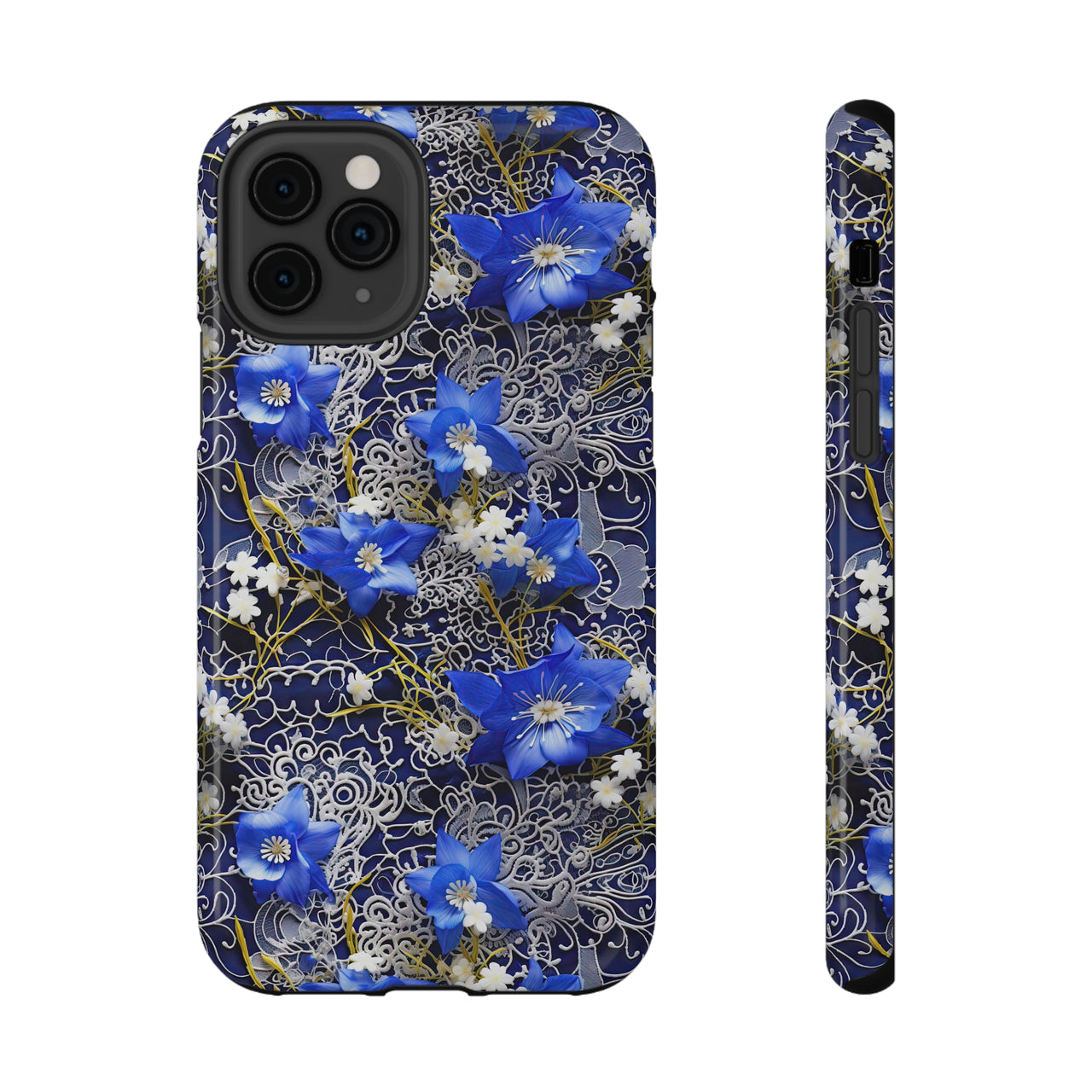 Cerulean Elegance Impact-Resistant Cases for iPhone 11, iPhone 11 Pro, and iPhone 11 Pro Max. Supports Wireless Charging.