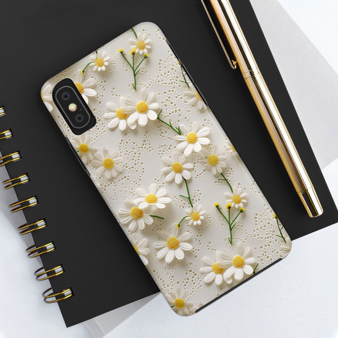 Daisy Tough Phone Cases for iPhone X, iPhone XR, iPhone XS, and iPhone XS MAX. Supports Wireless Charging.