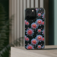 Thumbnail for *Clear Case* Pink and Blue Glass Flowers - iPhone 14, iPhone 14 Pro, iPhone 14 Plus, iPhone 14 Pro Max - Supports Wireless Charging