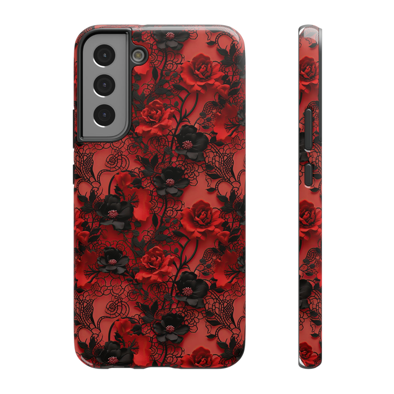 Gothic Rose Impact-Resistant Cases for Samsung Galaxy S22, Samsung Galaxy S22 Plus, and Samsung Galaxy S22 Ultra. Supports Wireless Charging.