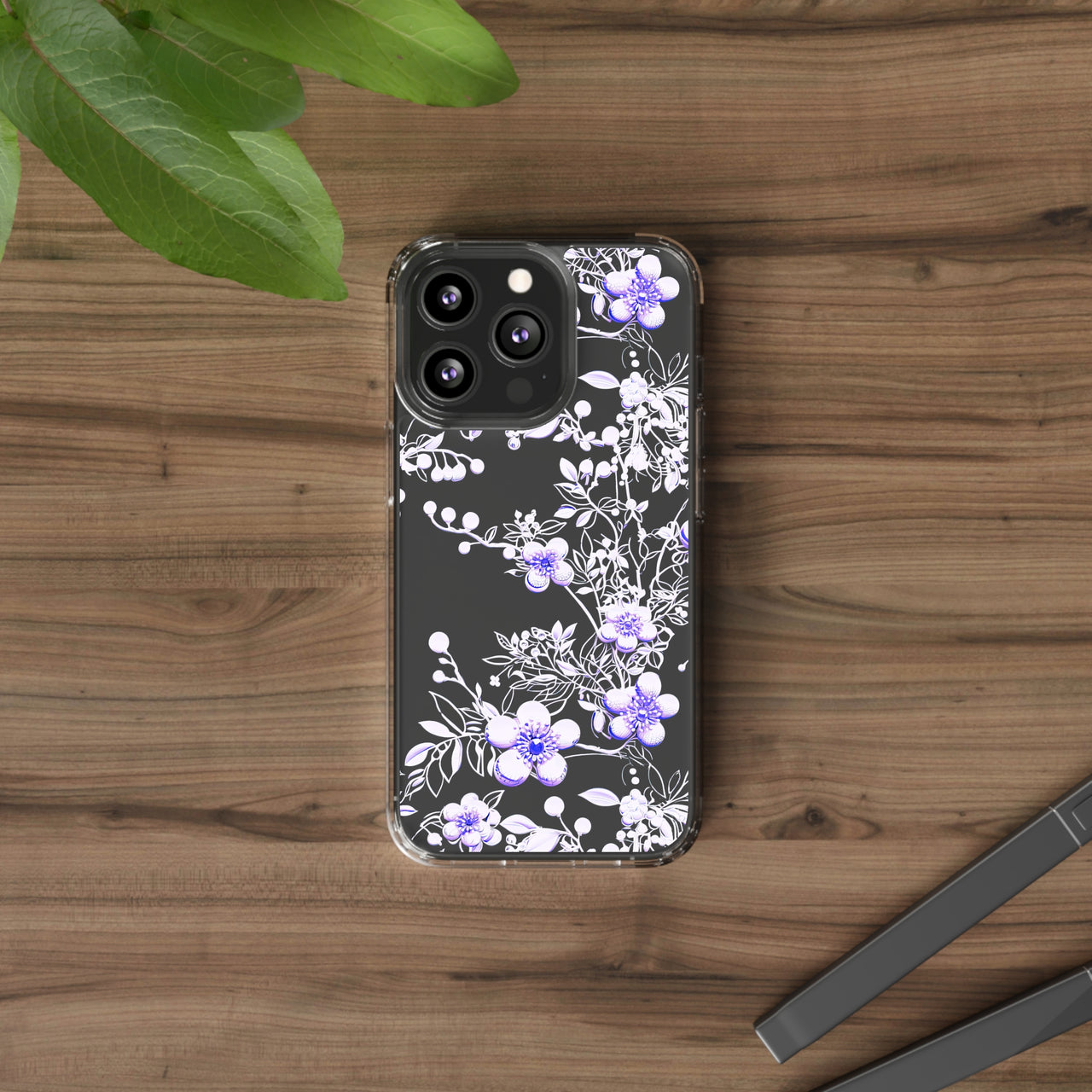 *Clear Case* Purple Petals - iPhone 13, iPhone 13 Mini, iPhone 13 Pro, iPhone 13 Pro Max - Supports Wireless Charging